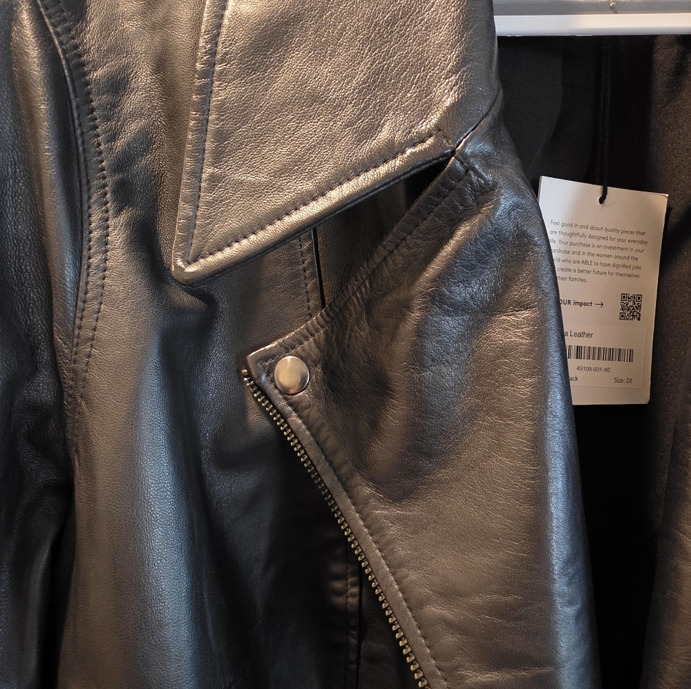 Able Maha Black Leather Jacket 2X - Picture 4 of 15